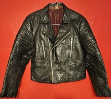 True Vintage 60s Leather Motorcycle Jacket Size 52