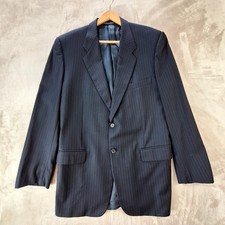 Corneliani Suit Jacket Mens IT 52 Long Blue Wool Stripe Ventless US 42 Italy