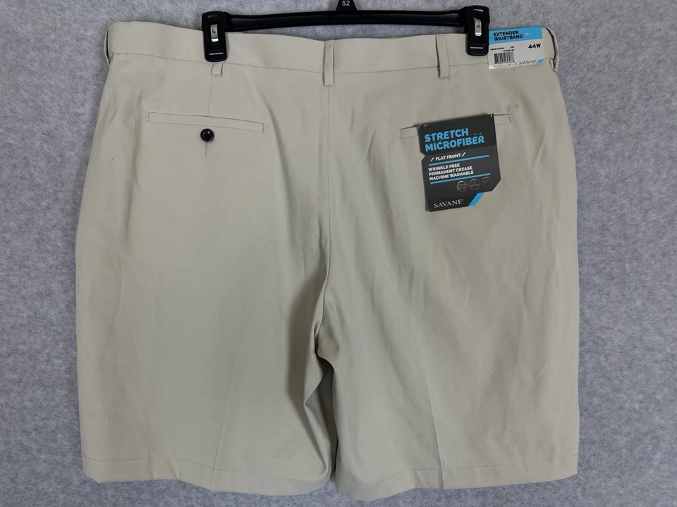 Lote 2 shorts Savane elástico microfibra frente plana 44W cintura extensora novo com etiquetas - Imagem 3 de 4