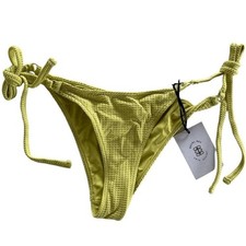REVEL REY Bikini Bottoms Womens XS Limoncello Victoria Textured String Tie