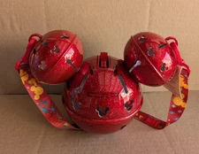 Disneyland Red Glitter  Christmas Mickey Mouse Head "Jingle Bell"  Sipper