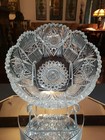 9" Bowl, American brilliant Period Cut glass Crystal J HOARE CO Signed Rare