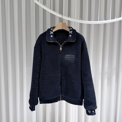 Louis Vuitton Leder Patch Fleece Bomberjacke (A Zustand/XL) 156220425