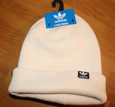 NWT Adidas Originals 2-Pack Trefoil Beanie Hats - Black  Wonder White