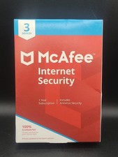 SEALED McAfee Internet Security Antivirus 3 Devices 1 Year Subscription Code