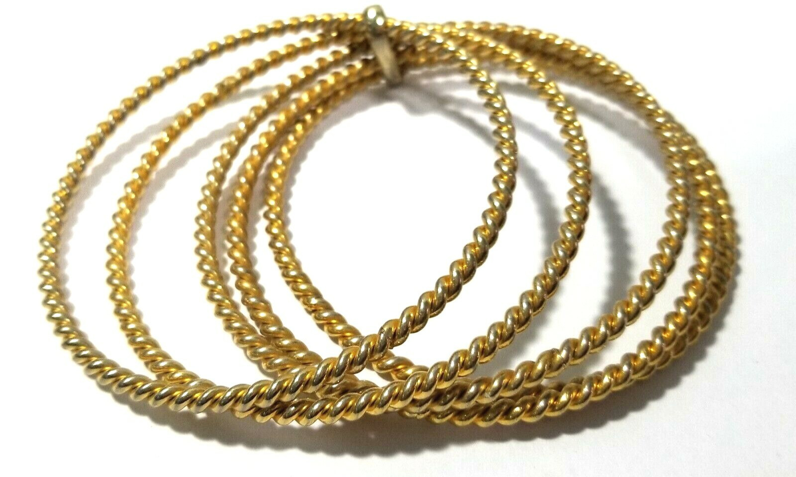 ROPED PATTERN ATTACHED FIVE BANGLE BRACELETS GOLD… - image 3