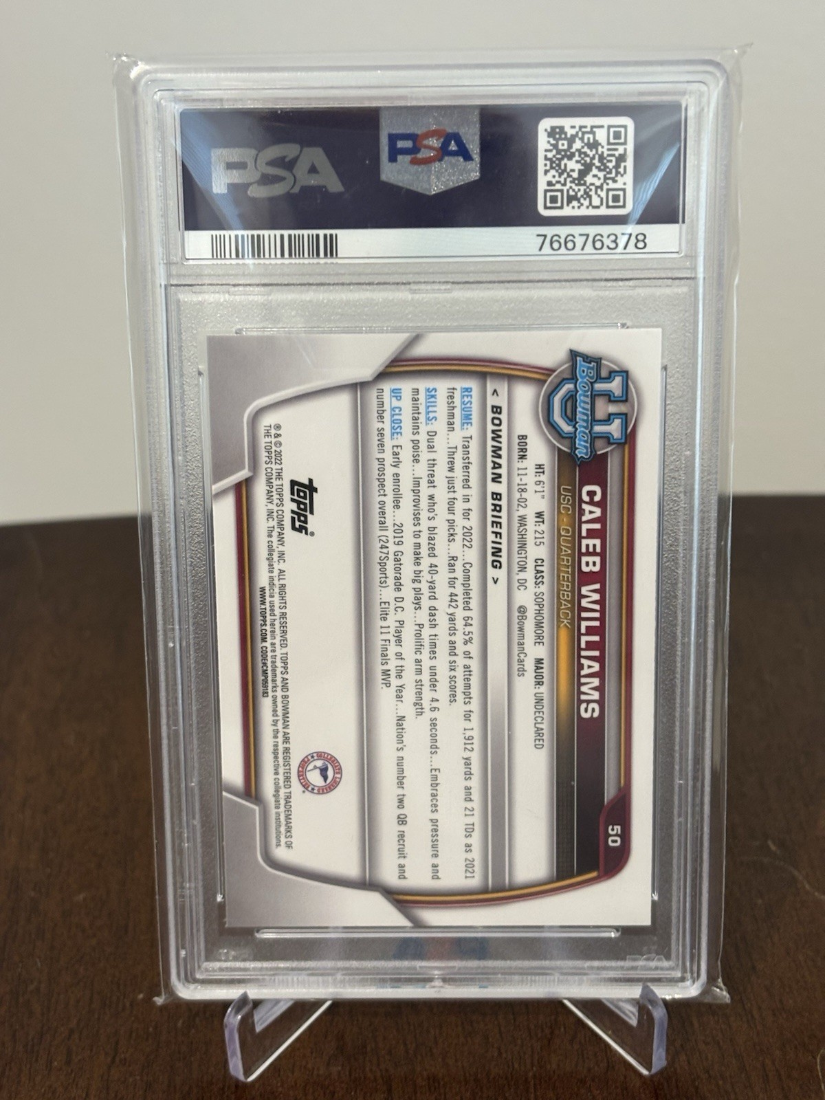 🔥2022 Bowman University Chrome Caleb Williams #50 1st Bowman PSA 10 GEM MINT RC view 2