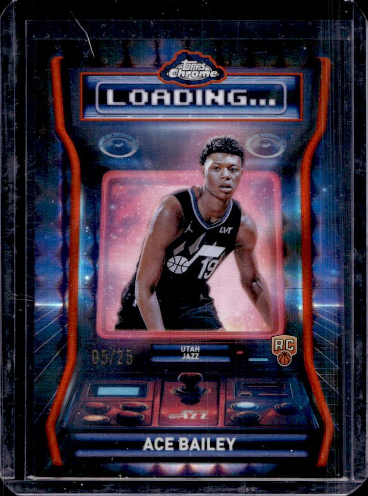 2025-26 Topps Chrome Ace Bailey Loading RC Geometric Orange Refractor #/25 Jazz