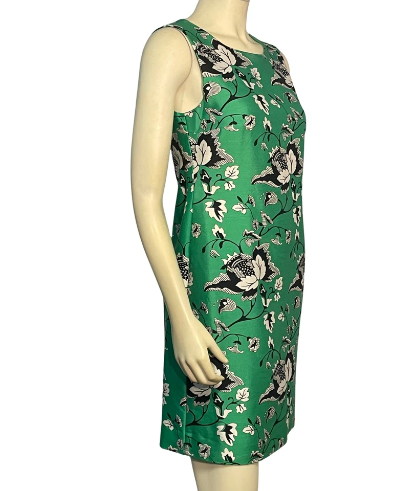Diane von Furstenberg DVF Sz 4 Sofia Sheath Dress Green Floral Silk-Wool Blend - Image 3 of 4