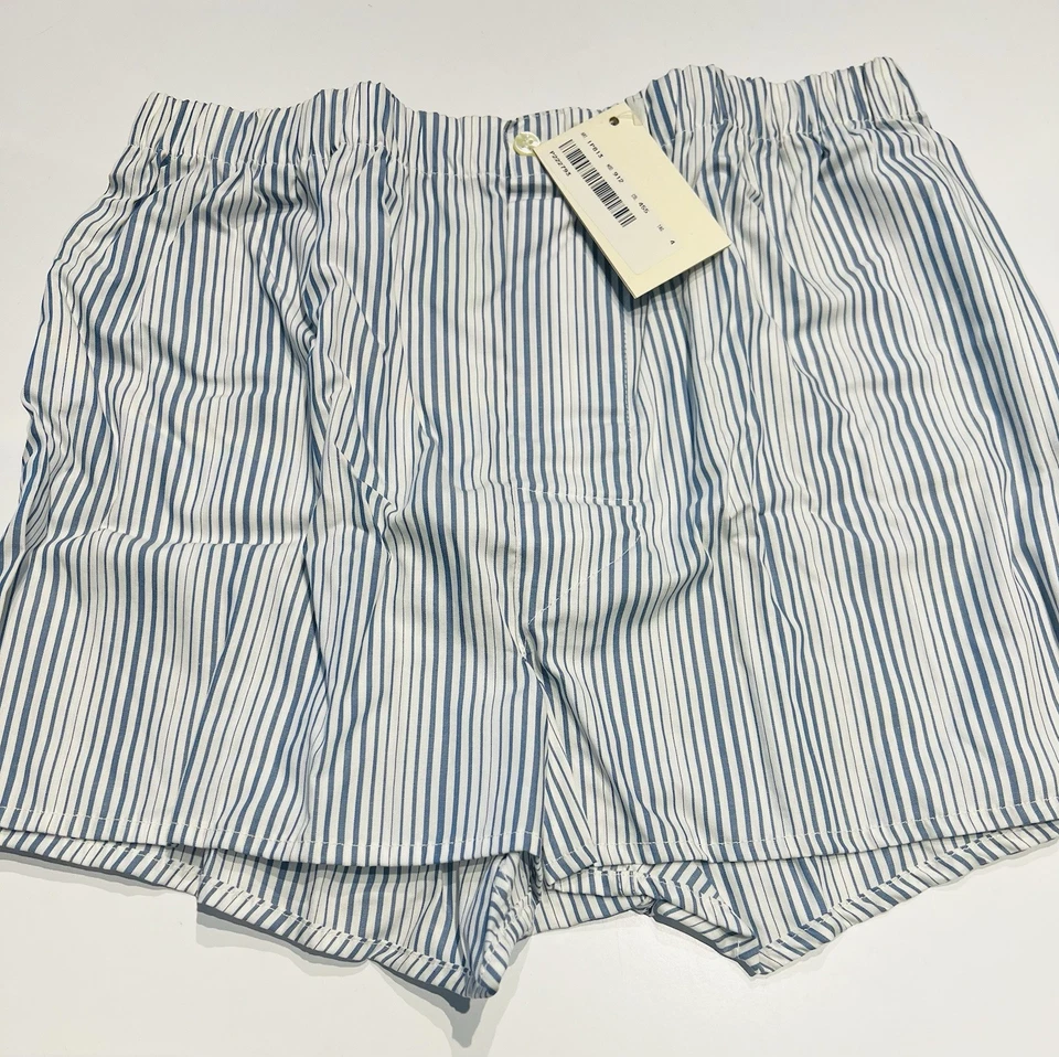 Ermenegildo Zegna 100% 棉蓝色白色条纹男式平角短裤内衣 — 第 2/4 张图片