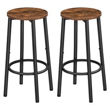 Bar Stools, Set of 2 Bar Chairs, Kitchen Round Height Stools with Footrest,