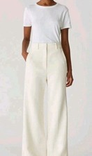 New ZARA Women s Wide Leg Cream Trousers Dress Pants Ivory Pockets S 69 Nwt M