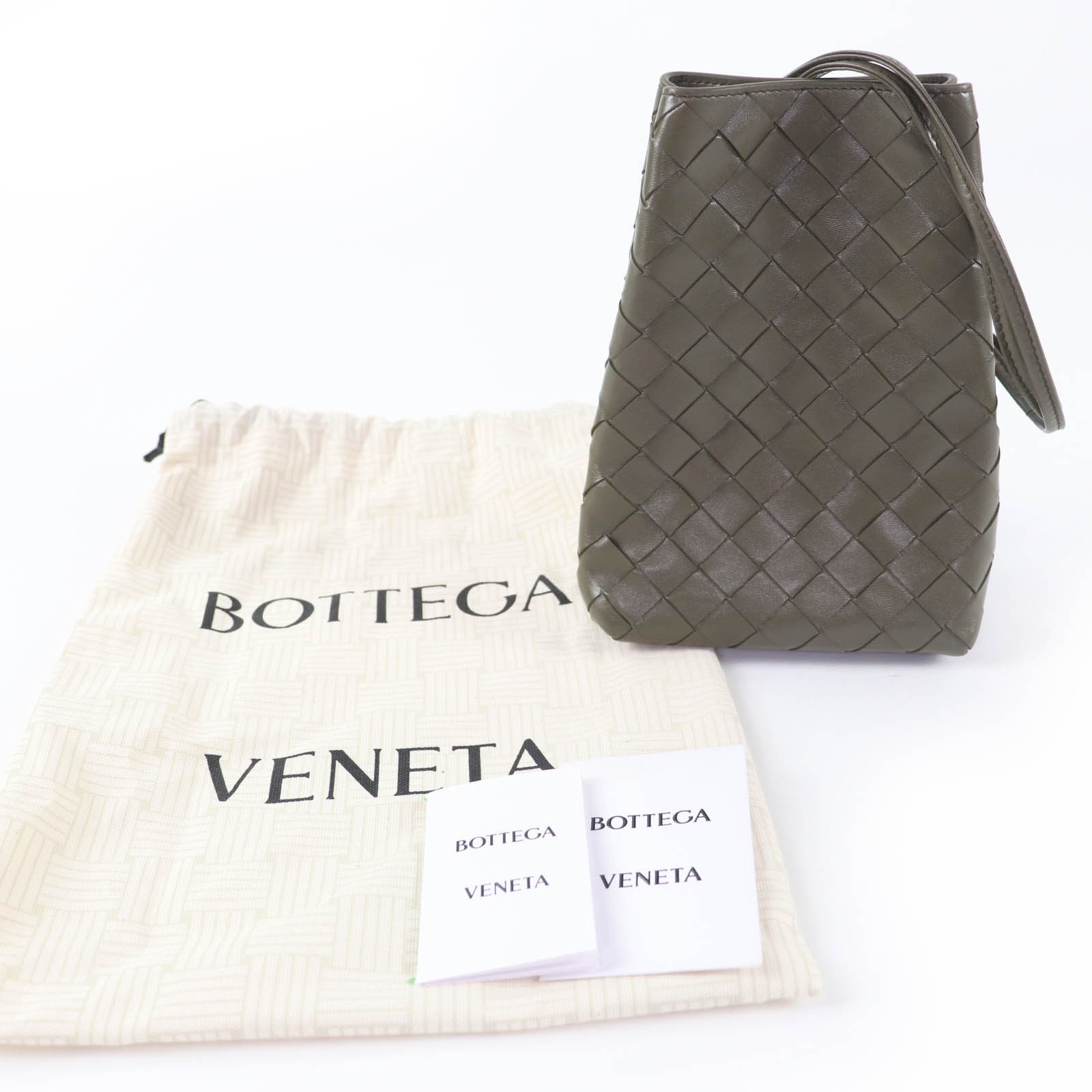 Excellent BOTTEGAVENETA Shoulder Bag INTRECCIATO leather khaki leather Women thumbnail 2
