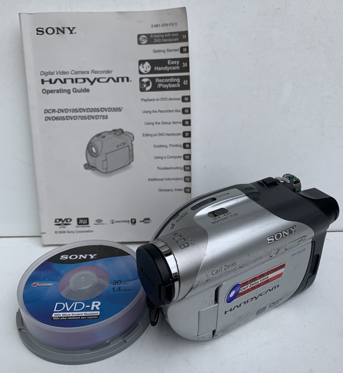Sony Handycam DCR-DVD105 Camcorder with Night-Shot & Bonus Accessories Tested & Working  -image