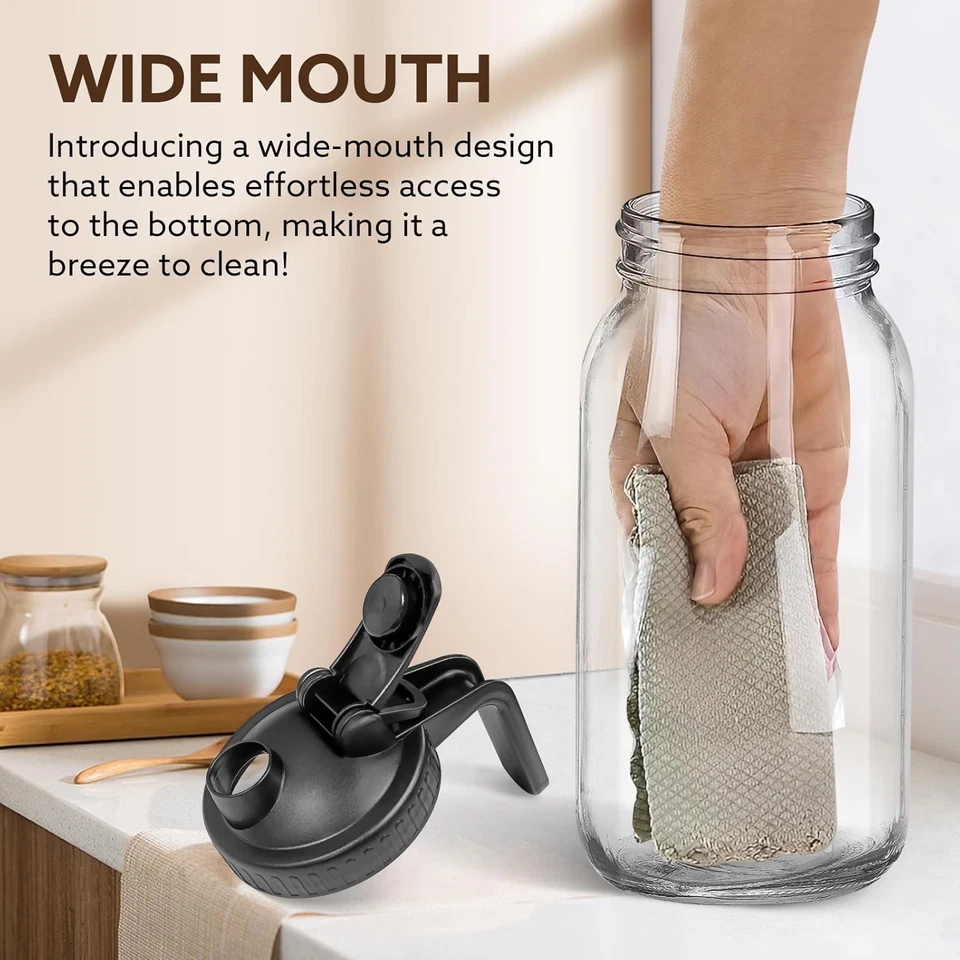 64 OZ Glass Water Bottle - Wide-mouth glass jars are suitable for juice new - Image 4 of 4