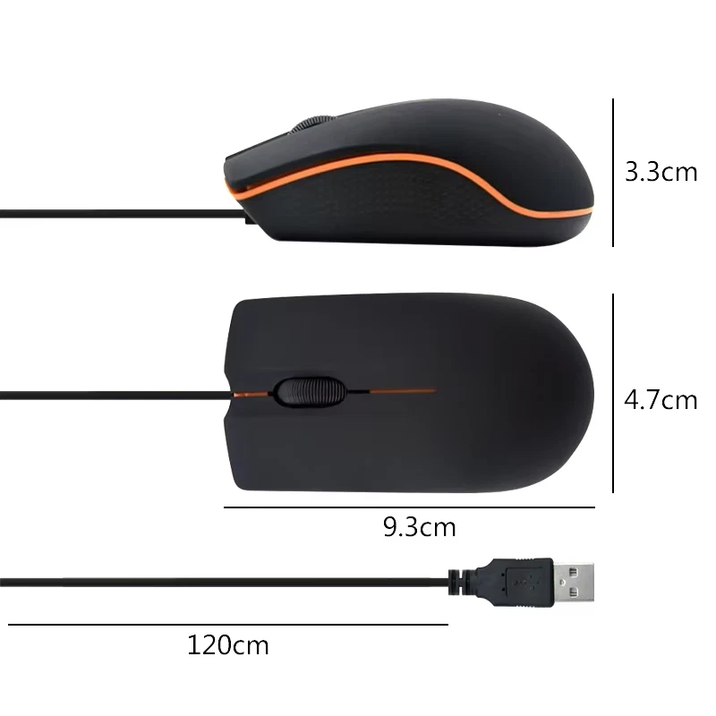 Mini USB 3D Wired Mouse Optical 1200 DPI Gaming Mice for Laptop Notebook PC Desk - Image 2 of 4