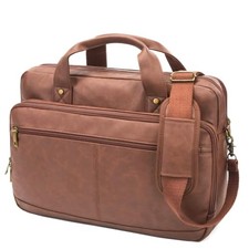 Briefcase for Men Leather Laptop Bag 16 Inch Messenger Bag Vintage Crossbody ...