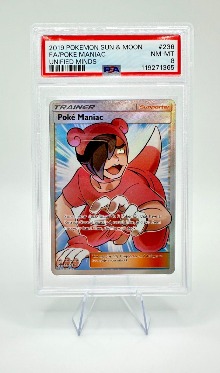 2019 Pokemon S&M Unified Minds Poke Maniac #236 | Full Art | PSA 8 NM-MT
