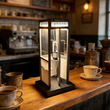 1/12 Phone Booth Diorama Model with Light Table Lamp Scene Prop Miniature
