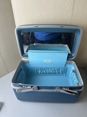 Samsonite Royal Traveller Medalist Train Makeup Case Blue No Key Vintage
