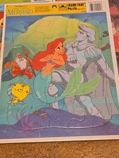 4 Vintage Golden Frame Tray Puzzles Disney Bambi Beauty Mermaid Donald Mickey