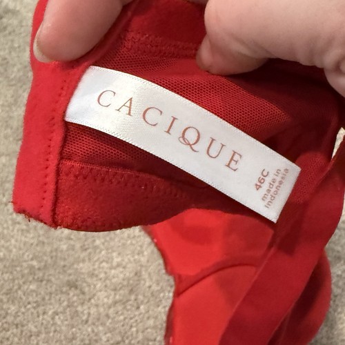 Sujetador Lane Bryant Cacique 46C rojo metálico de encaje Boost con aros acolchado - Imagen 3 de 5