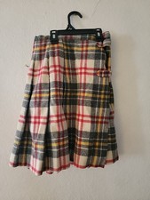Vintage 70s Bobbie Brooks Pleated Plaid Wool Skirt Buckles Small