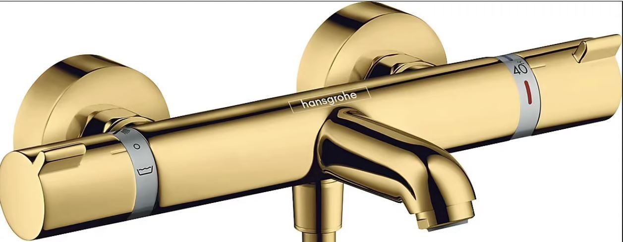 Mitigeur thermostatique bain douche doré Hansgrohe anti-brûlure Ecostat Comfort