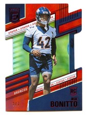 NIK BONITTO 2022 DONRUSS ELITE RED STATUS DIE-CUT DENVER BRONCOS ROOKIE RC #3/7