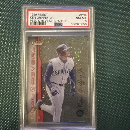 1999 Topps Finest Peel & Reveal Sparkle Ken Griffey Jr Mariners HOF PSA 8