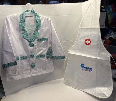 Melissa & Doug Doctor Medical Lab Coat, Apron & Mask Child Size 3-6 Years GUC