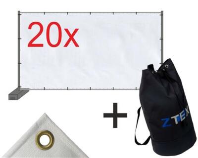 20 x Bauzaunplane,1,76m x 3,41m,  Fb. weiß, + Gratis Gerätebeutel  AKTION!