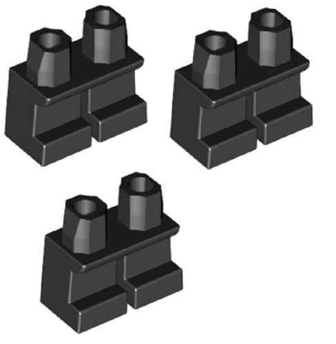 LEGO 3 New Minifigure Short Legs Black Plain Non Movable Lower Body Part D566
