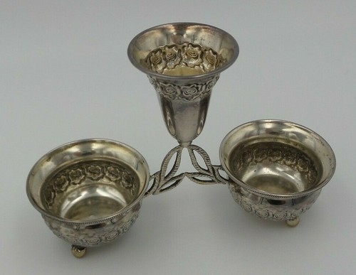 Gran Candelabro Vintage HAZORFIM Israel 800 Plata y Plato de Acondicionamiento - Judaica - Imagen 6 de 12