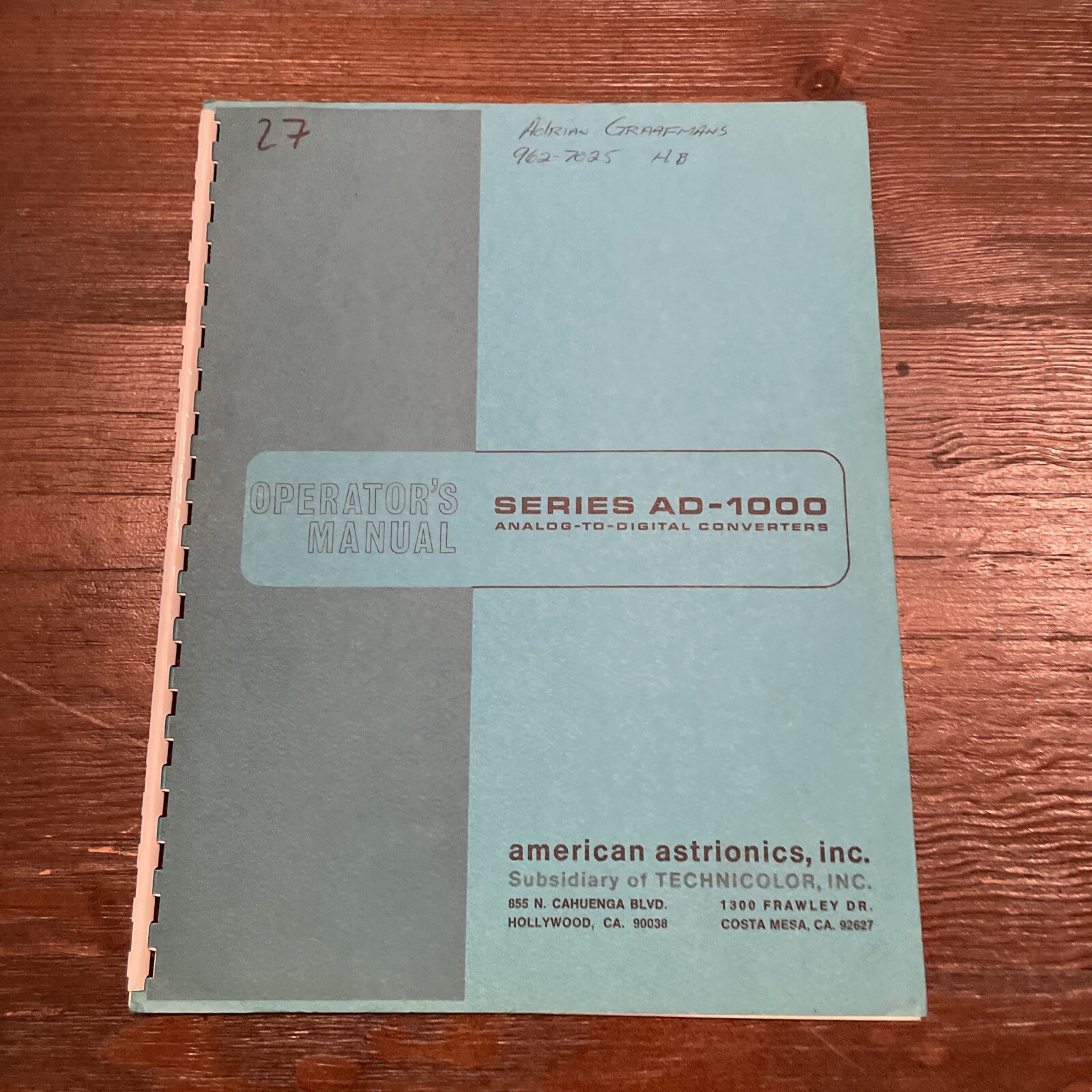 American Astrionics Series AD-1000 Analog-To-Digital Converters Operator Manual