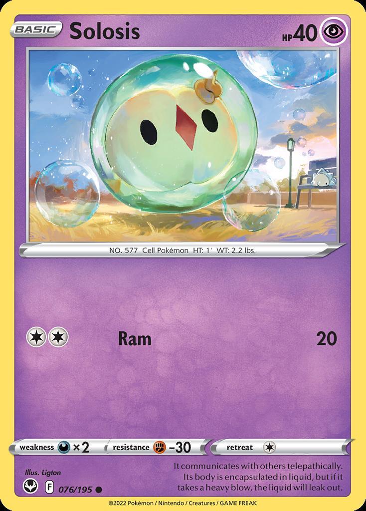Pokemon Solosis (76/219) Silver Tempest LP REVERSE HOLO