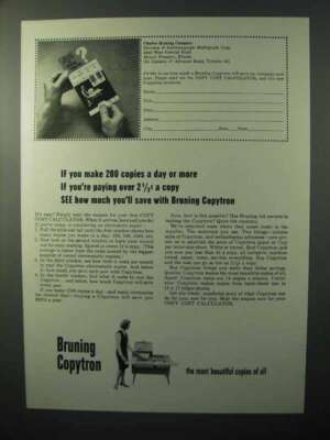 1964 Bruning Copytron Ad - 200 Copies a Day or More