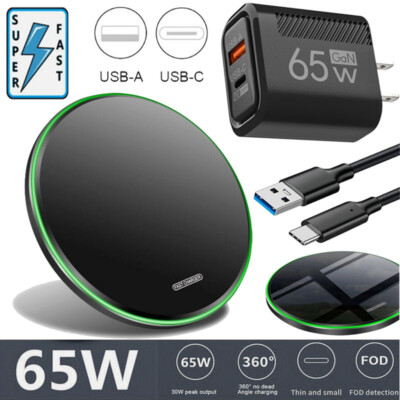 65W Wireless Fast Charger Charging Pad Dock For Samsung S25 S24 S23 22 21+ Ultra