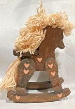 Vintage Hand Painted Rocking Horse, Wooden Rocking Horse 10in x 4.5 x 12.5
