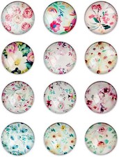 12 Pcs Glass Strong Fridge Magnets, Flower Pattern Series Cute Refrigerator Magn