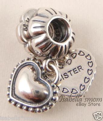 2pc Mon Spécial Soeur Authentique Pandora Argent Charme Pendantes 791383 W Poche - Photo 1/4