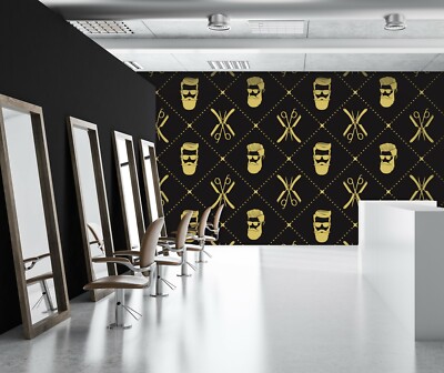 3D Beard G061 Barber Shop Wallpaper Wall Murals Removable Self-adhesive Honey