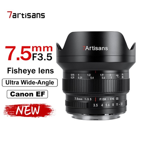 Objectif Fisheye 7.5mm F/3.5 Manuel 7Artisans Pour Canon EF (760D Etc.) - Neuf