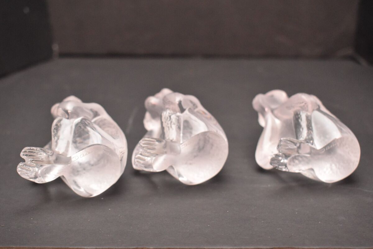 Daum France Set of 3 Crystal Wise Monkeys - See, Hear, Speak Daum France Set of 3 Crystal Wise Monkeys - See, Hear, Speak