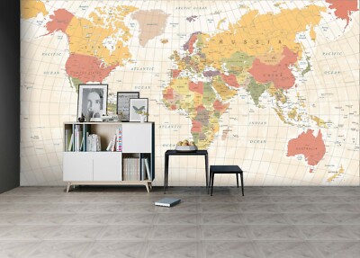 3D World Map ZHUA2363 Wallpaper Wall Murals Removable Self-adhesive Amy