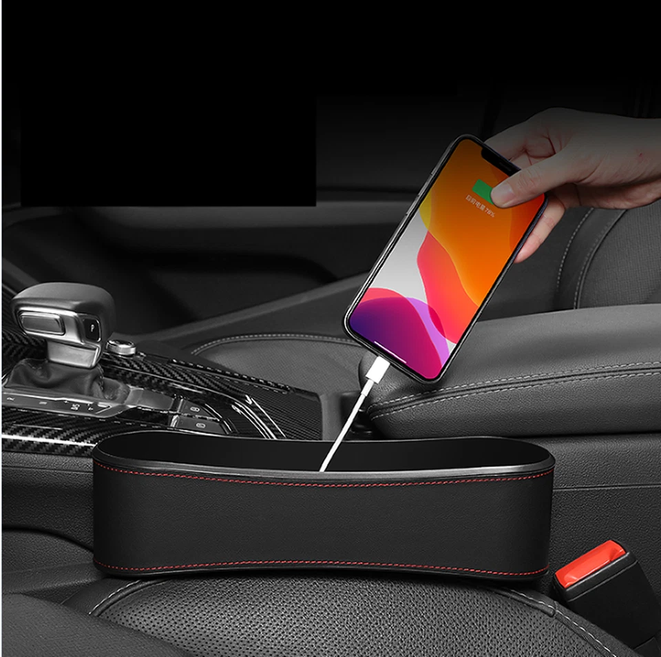 Caja de almacenamiento organizadora de bolsillo para teléfono con relleno de hueco de asiento de coche bolsa accesorios Foto 2 de 4
