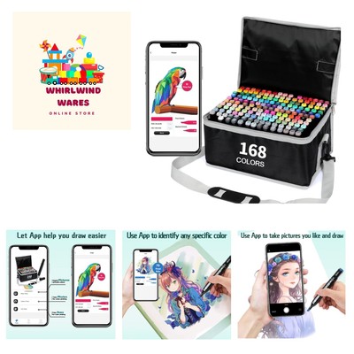 Alcohol Markers,168 Colors Art Markers with App for Coloring, Dual Tip Marker...
