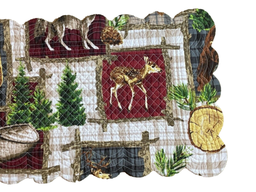 NEW C&F Home Rustic Cabin Lodge Woodland Nature Quilted Reversible Table Runner - Picture 1 of 6