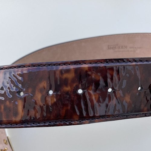 Alexander McQueen bee plaque tortoise leather belt size 65 26 XS extra small - Picture 16 of 24