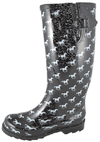 ¡ nuevo señoras Smoky Mountain botas Occidental-Caucho-blancoo Y Negro Caballos ¡ nuevo señoras Smoky Mountain botas Occidental-Caucho-blancoo Y Negro Caballos